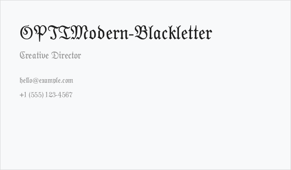 OPTIModern-Blackletter Business Card