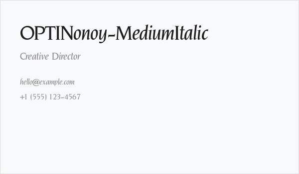 OPTINonoy-MediumItalic Business Card