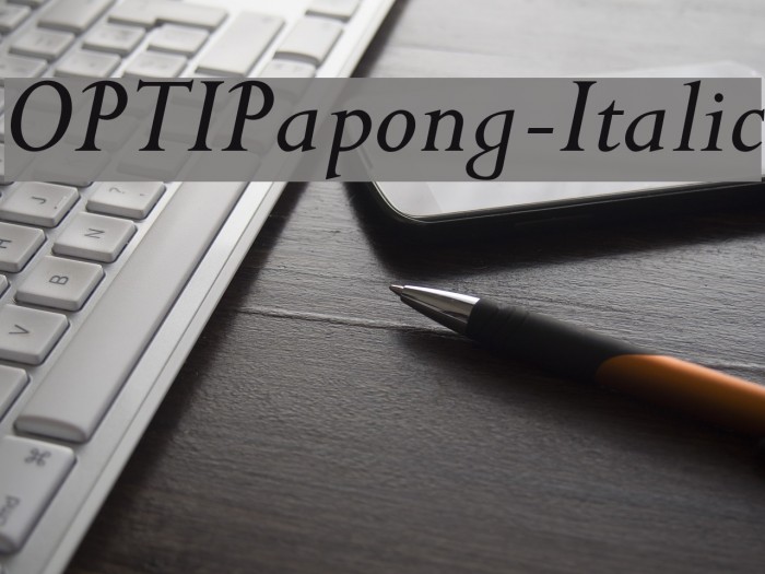 OPTIPapong-Italic Font examples