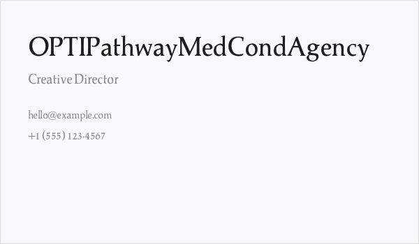 OPTIPathwayMedCondAgency Business Card