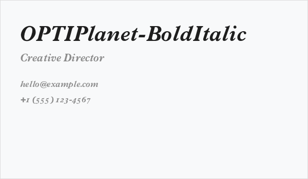 OPTIPlanet-BoldItalic Business Card