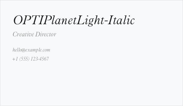 OPTIPlanetLight-Italic Business Card