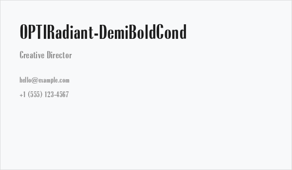 OPTIRadiant-DemiBoldCond Business Card
