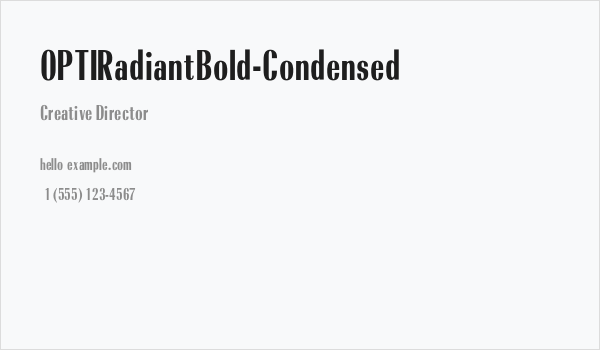 OPTIRadiantBold-Condensed Business Card