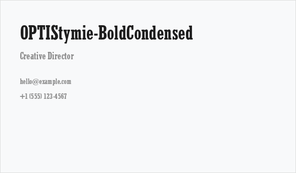 OPTIStymie-BoldCondensed Business Card