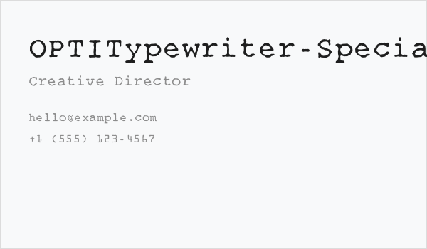 OPTITypewriter-Special Business Card