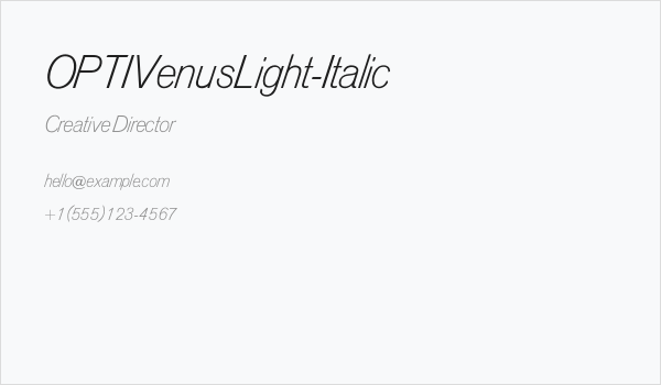 OPTIVenusLight-Italic Business Card