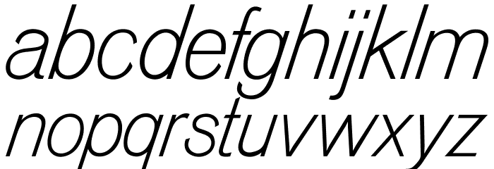 OPTIVenusLight-Italic Font LOWERCASE