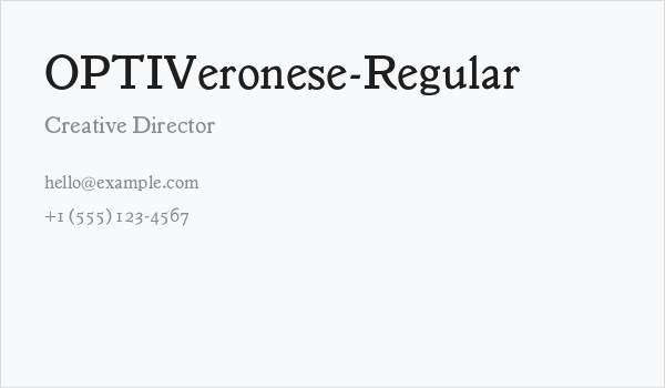 OPTIVeronese-Regular Business Card