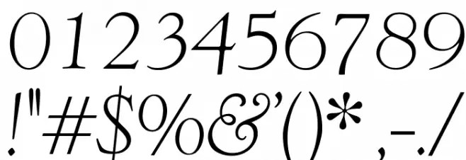 OPTIwtcGoudy-LightItalic Font OTHER CHARS