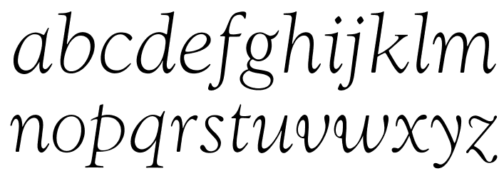 OPTIwtcGoudy-LightItalic Font LOWERCASE