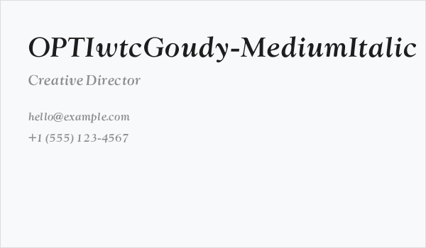 OPTIwtcGoudy-MediumItalic Business Card