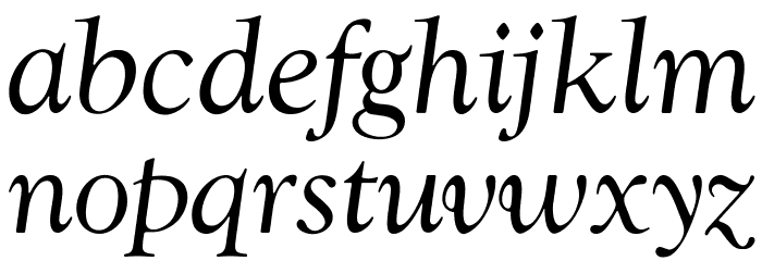 OPTIwtcGoudy-RegularItalic Font LOWERCASE