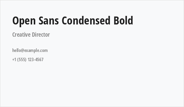 Open Sans Condensed Bold Business Card
