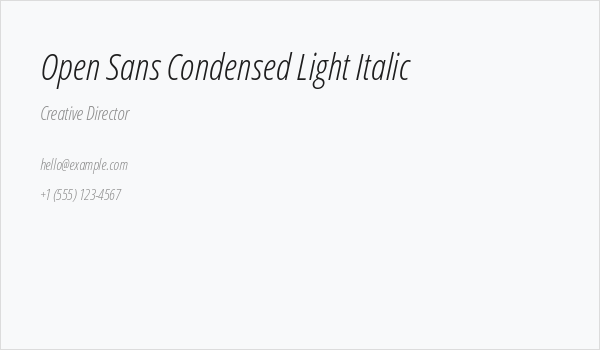 Open Sans Condensed Light Italic Business Card
