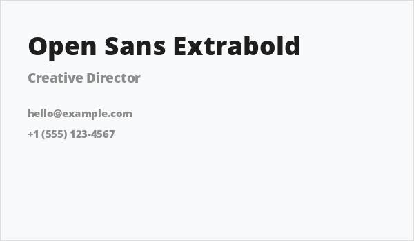 Open Sans Extrabold Business Card