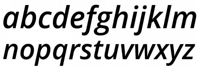 Open Sans Semibold Italic फ़ॉन्ट लोअरकेस