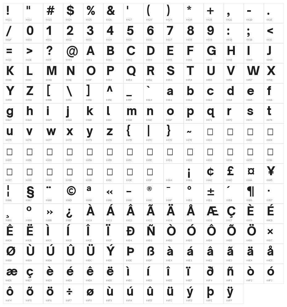Open Sauce One ExtraBold Character Map