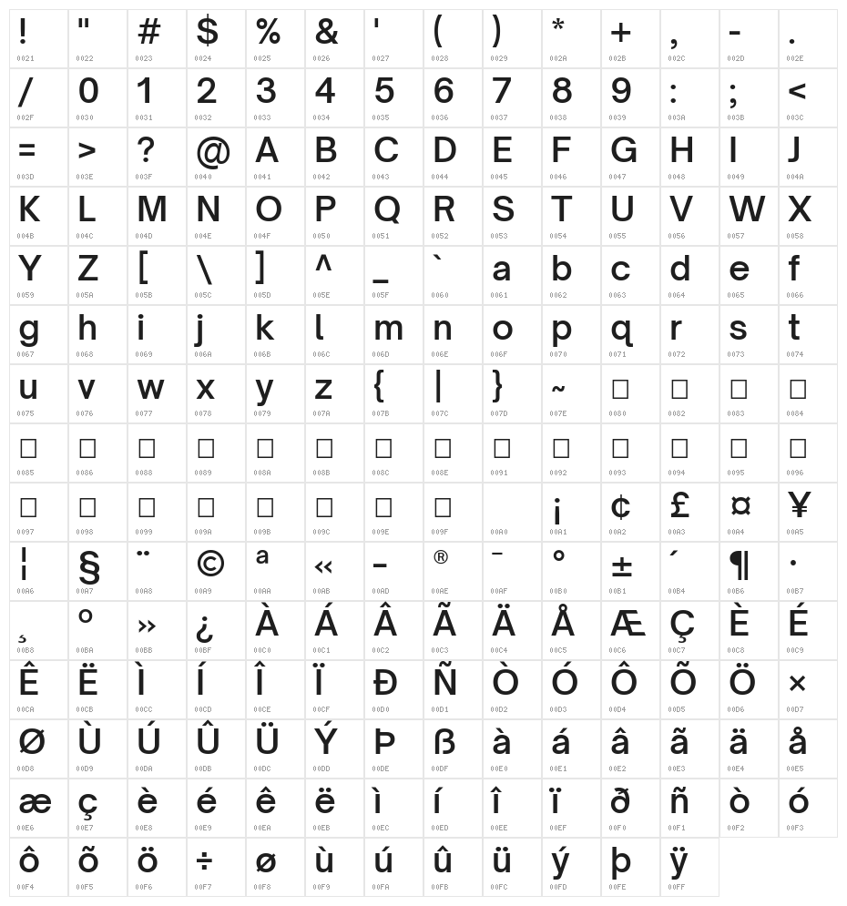 Open Sauce One SemiBold Character Map