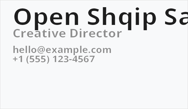 Open Shqip Sans Business Card