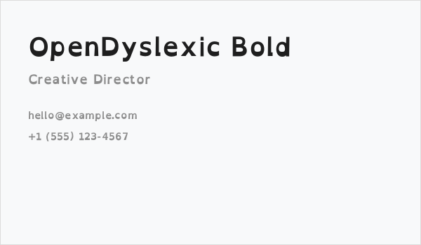 OpenDyslexic Bold Business Card
