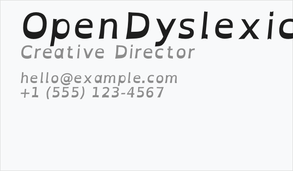 OpenDyslexicAlta Bold Italic Business Card