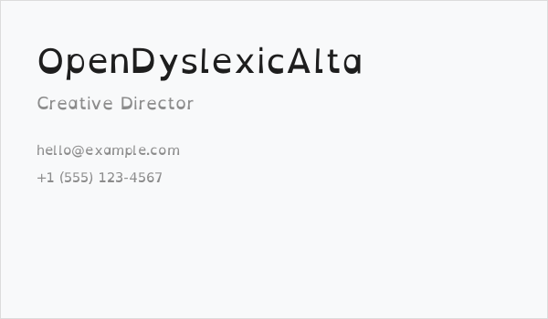 OpenDyslexicAlta Business Card