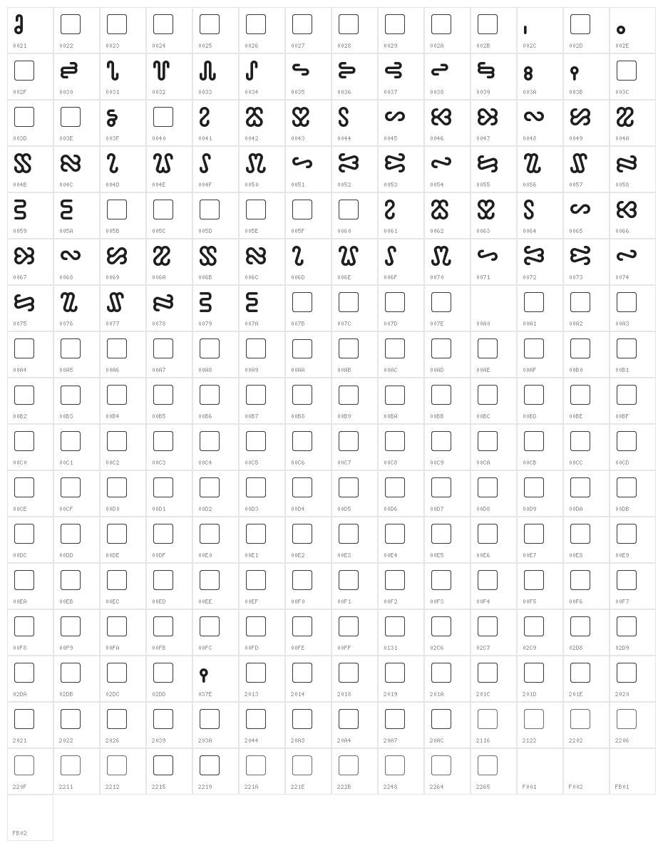 Ophidian Bold Character Map