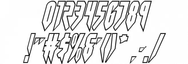 Opus Magnus Outline Condensed Italic Font OTHER CHARS