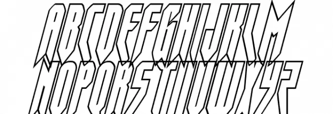 Opus Magnus Outline Condensed Italic Schriftart Groß