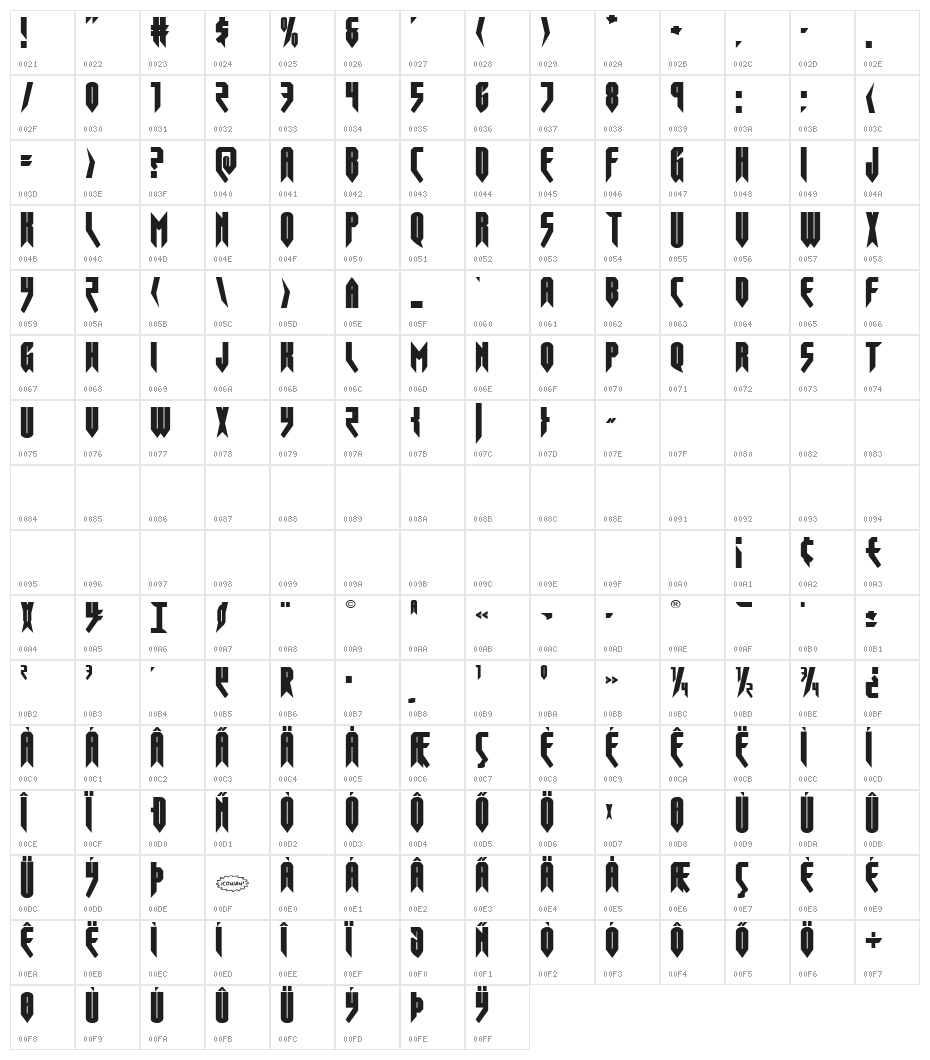 Opus Magnus Regular Character Map