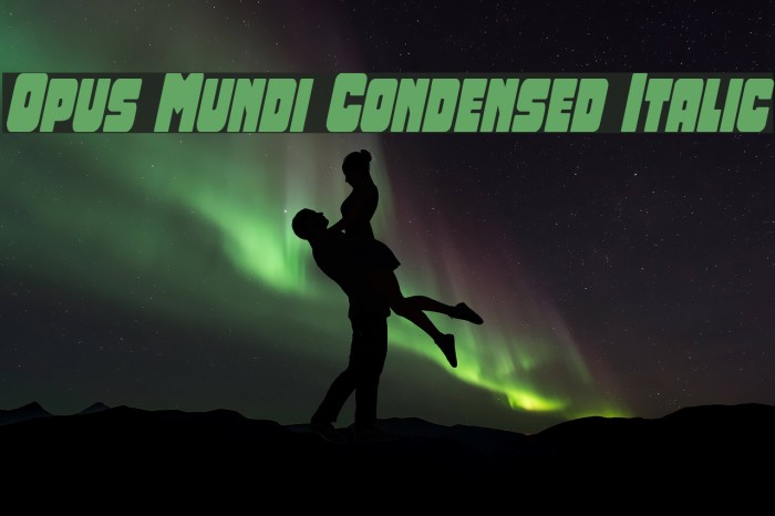 Opus Mundi Condensed Italic Font examples