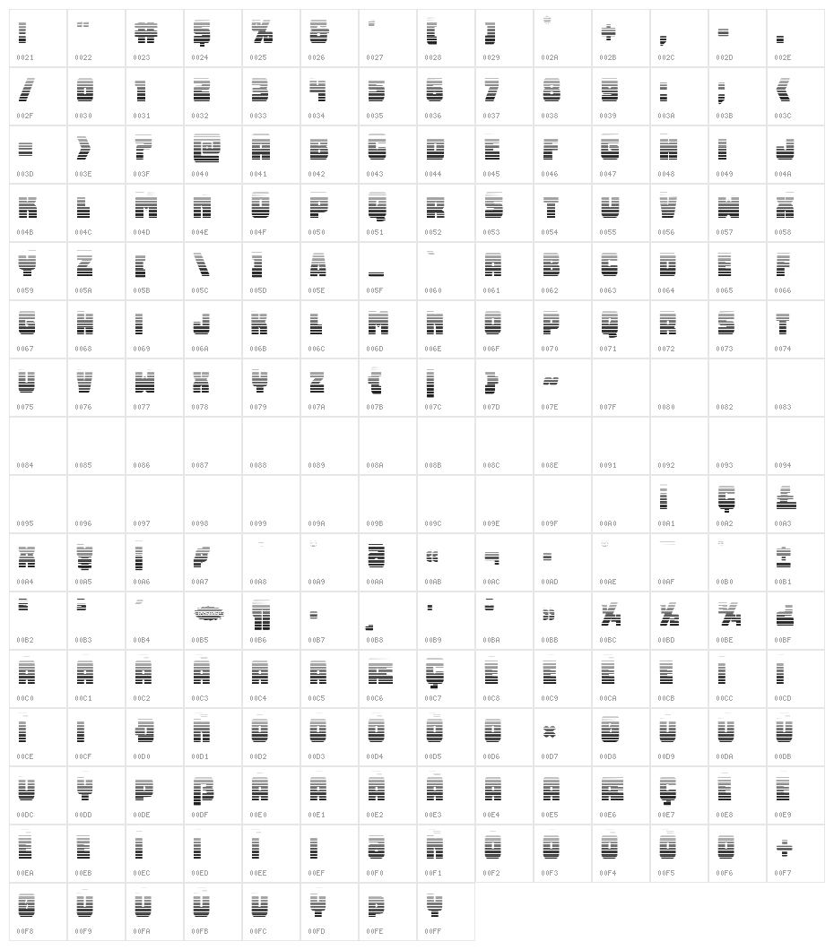 Opus Mundi Gradient Character Map
