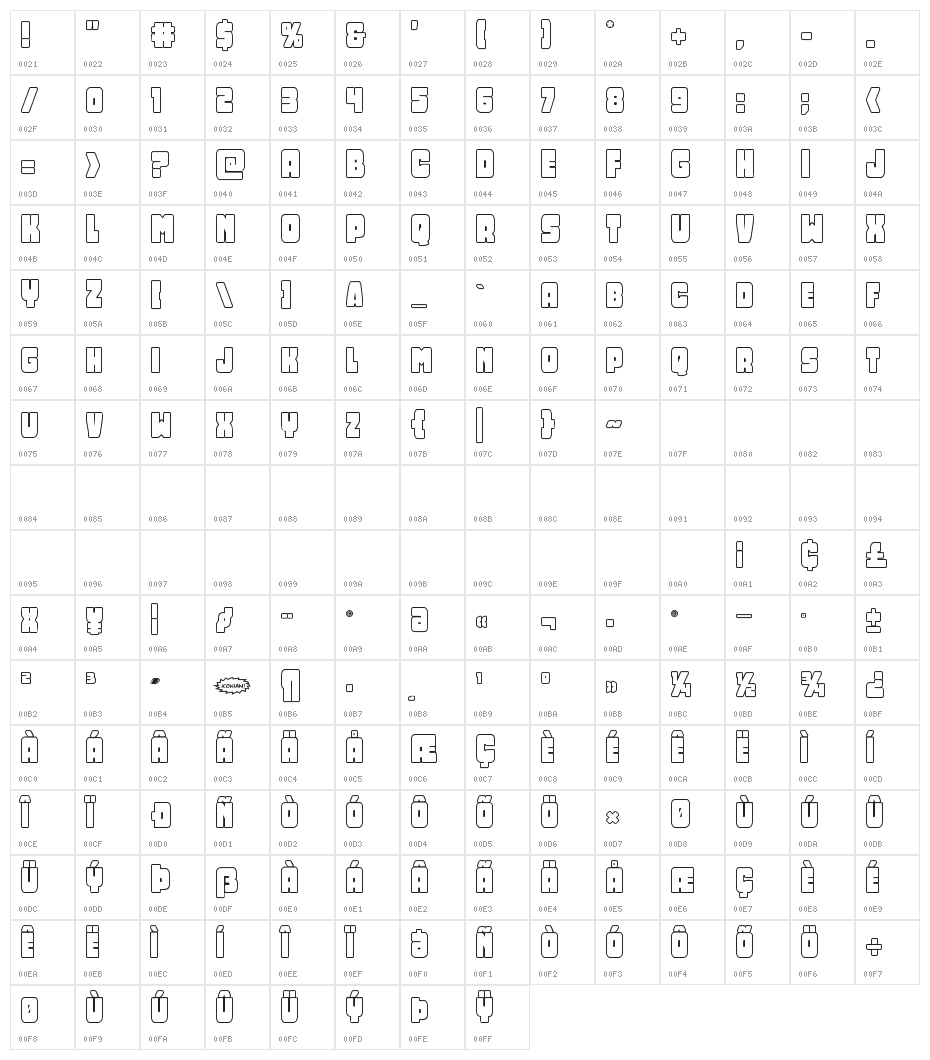 Opus Mundi Outline Character Map