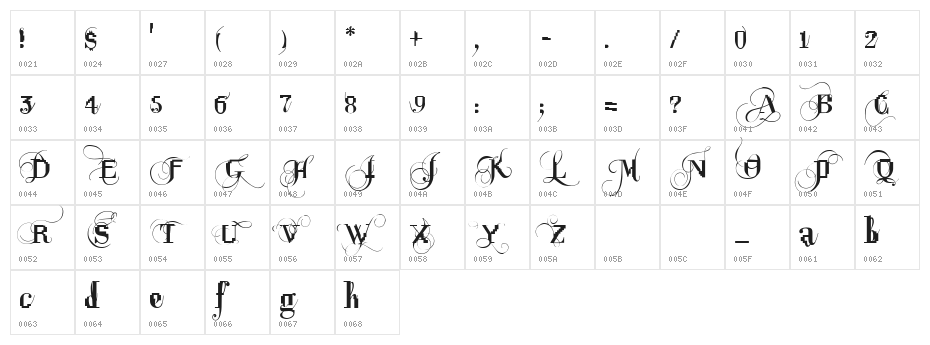 Opux Pix Character Map