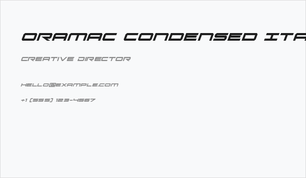 Oramac Condensed Italic Business Card
