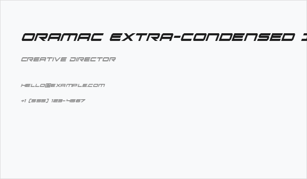 Oramac Extra-Condensed Italic Business Card