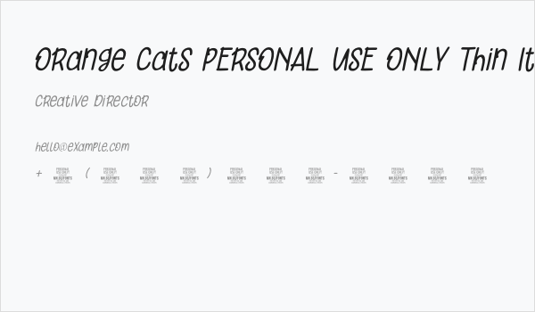 Orange Cats PERSONAL USE ONLY Thin Italic Business Card