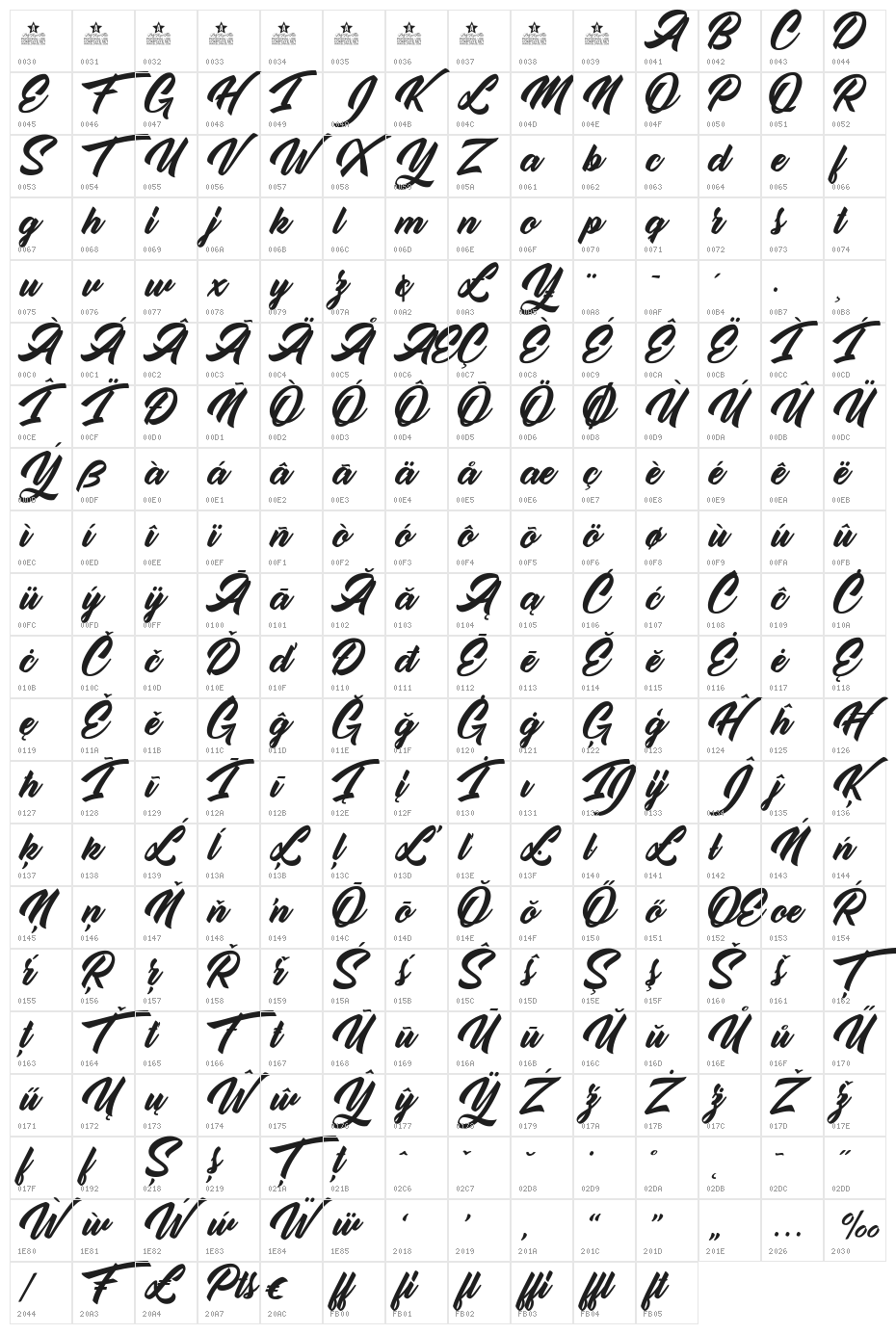 Orange Personal Use Character Map