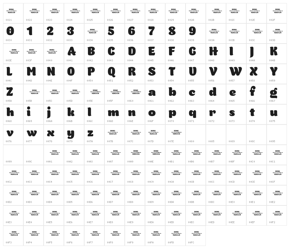 Orangina Demo Character Map