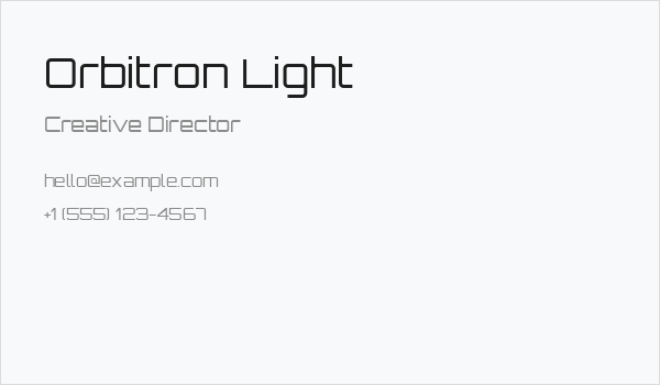 Orbitron Light Business Card