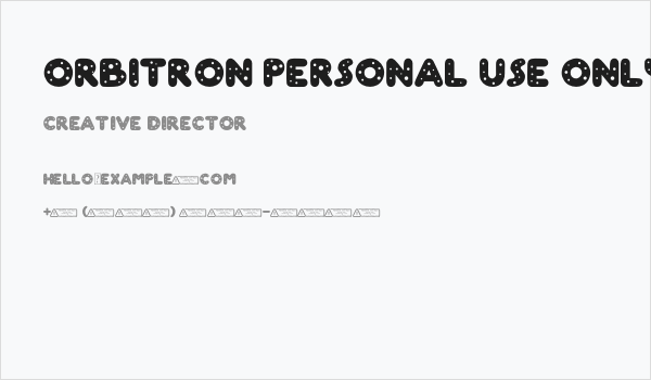 Orbitron PERSONAL USE ONLY! Business Card
