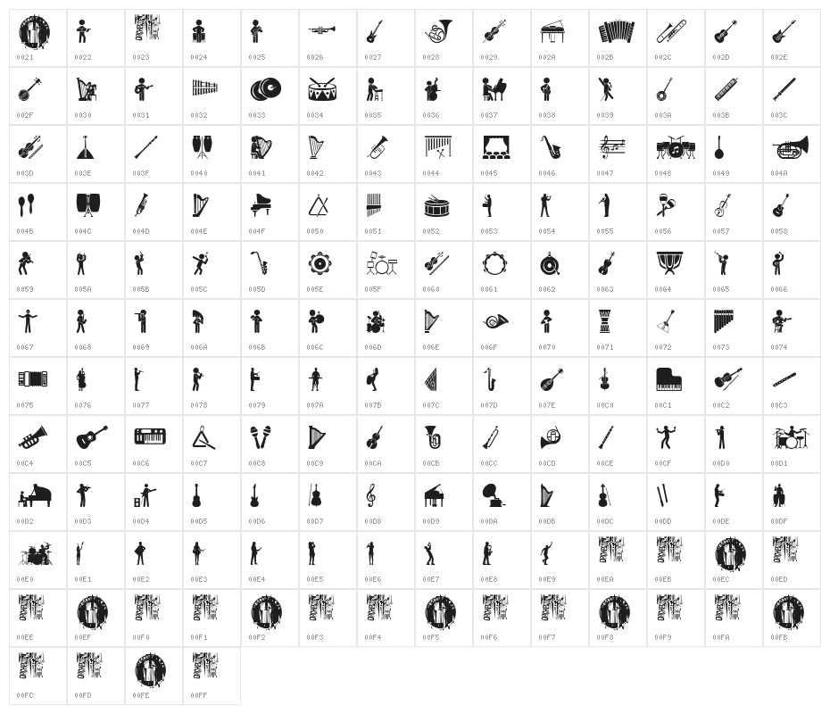 Orchestra Icons Character Map