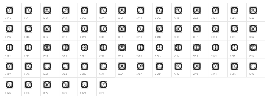 Ordinary Capitals Inverted Regular Character Map