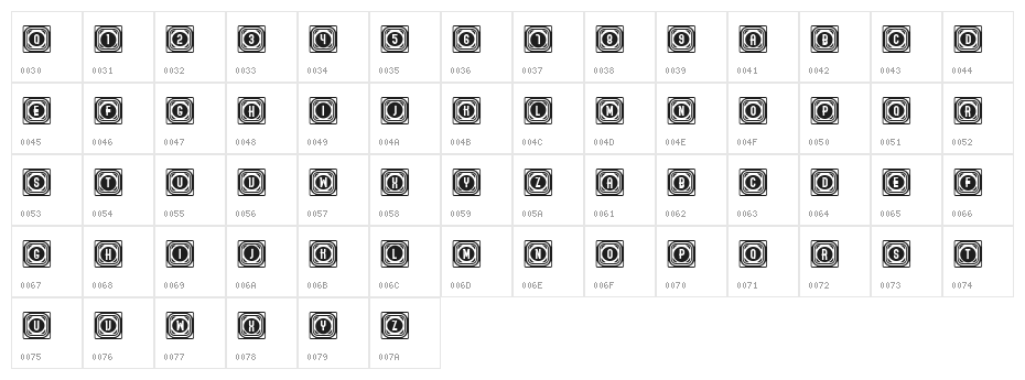 Ordinary Capitals Rustique Regular Character Map