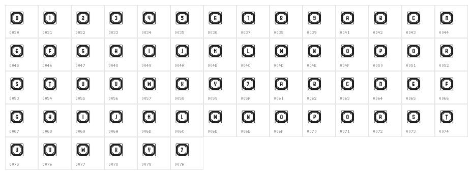 Ordinary Capitals Thin Regular Character Map