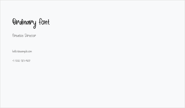 Ordinary Font Business Card