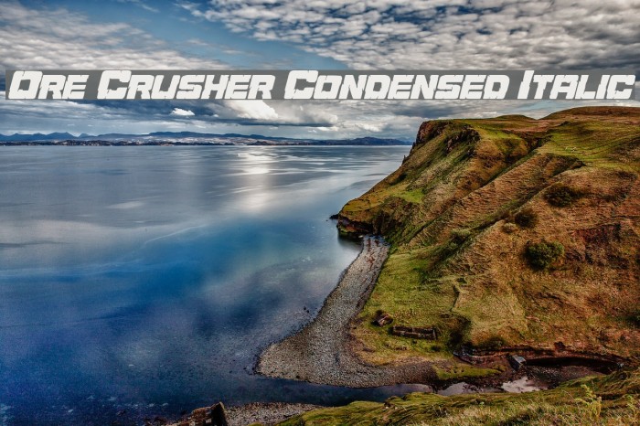 Ore Crusher Condensed Italic Font examples