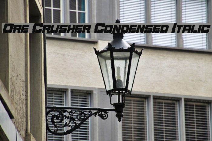 Ore Crusher Condensed Italic Font examples