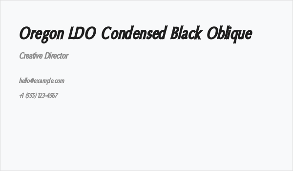 Oregon LDO Condensed Black Oblique Business Card